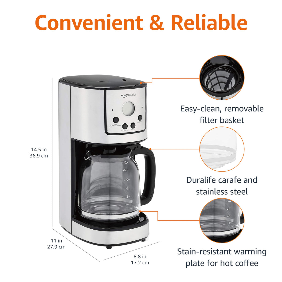 12 Cup Stainless Steel Programmable Coffeemaker L560