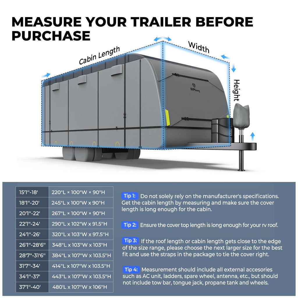Heavy-Duty 600D Fabric Travel Trailer RV Cover N18958