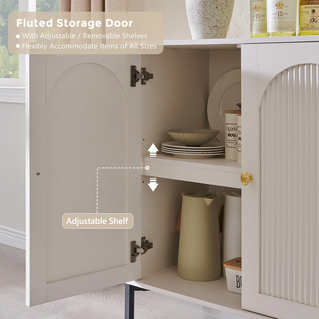 White Modern Arched Sideboard Buffet Cabinet with Storage Q5736