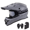 Adult ATV Dirt Bike Helmet with Goggles Gloves & Mask Adjustable Sun Visor Motorcycle Off-Road Motocross Downhill Moped MX Gray L A410
