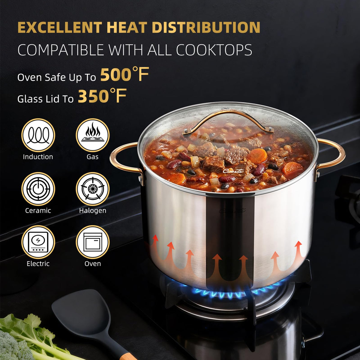 12 Quart Tri-Ply Stainless Steel Stock Pot with Lid U5079