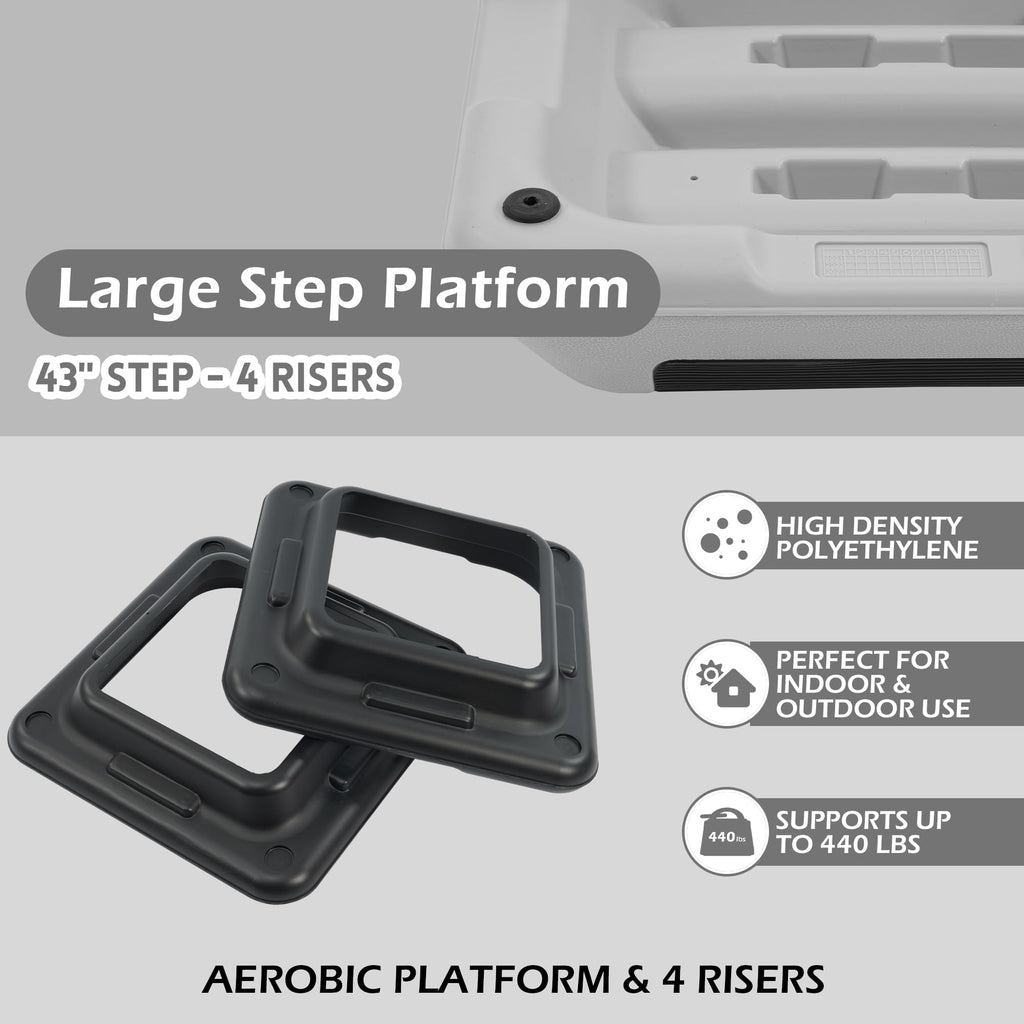Adjustable Step Aerobic Platform with 4 Stackable Risers J627