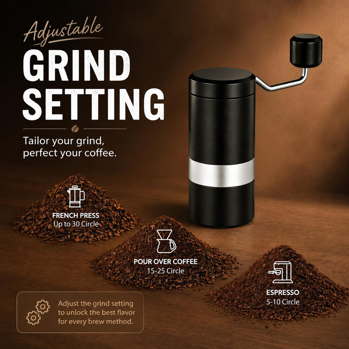 Manual Stainless Steel Conical Burr Coffee Grinder M20574