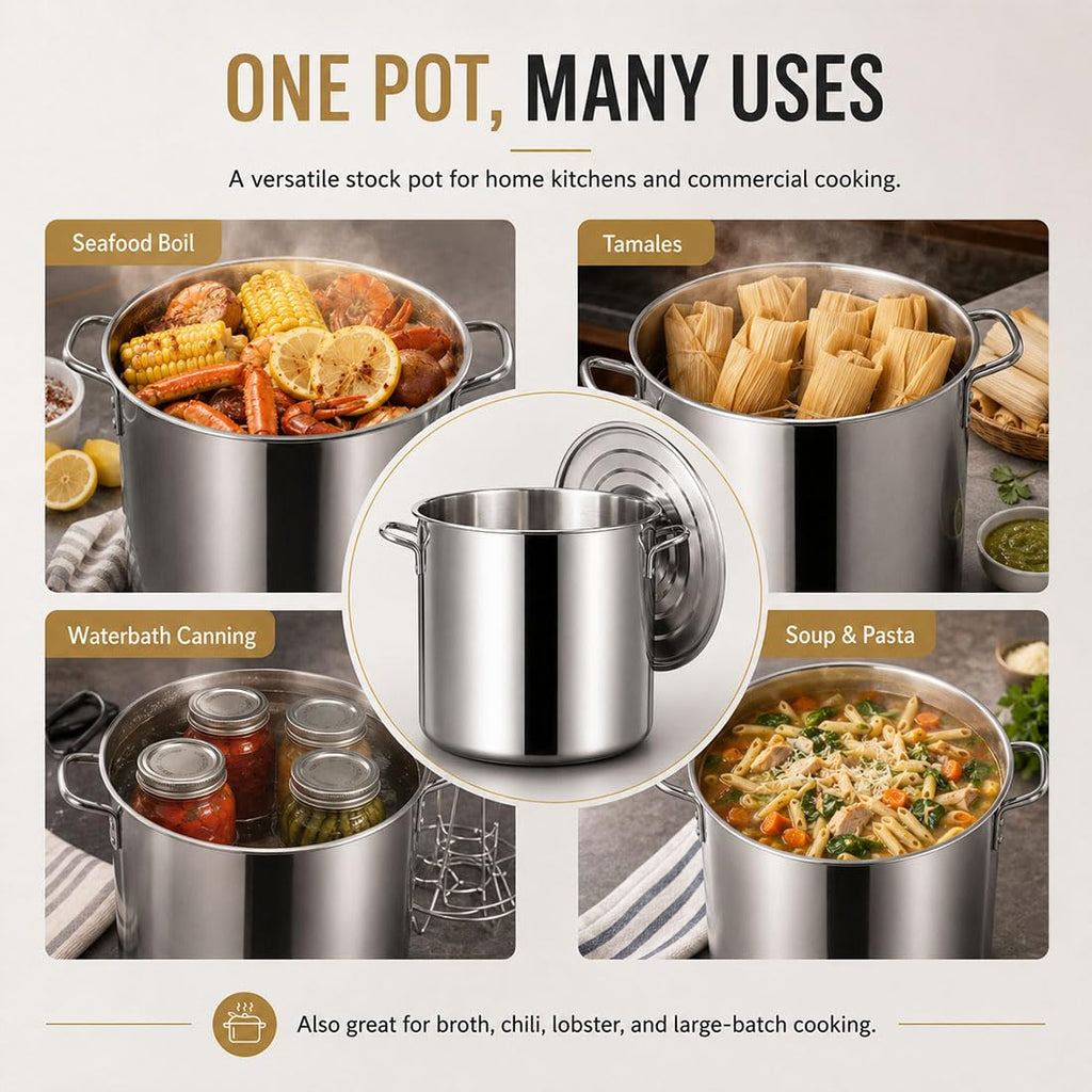 Heavy Duty Stainless Steel Stock Pot with Lid Y615