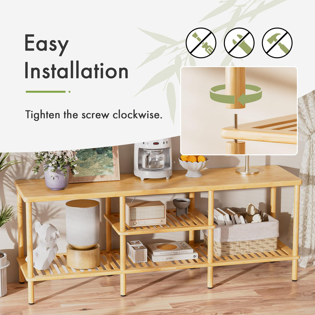 Bamboo 3 Tier TV Stand for 60 65 Inch TV B84810