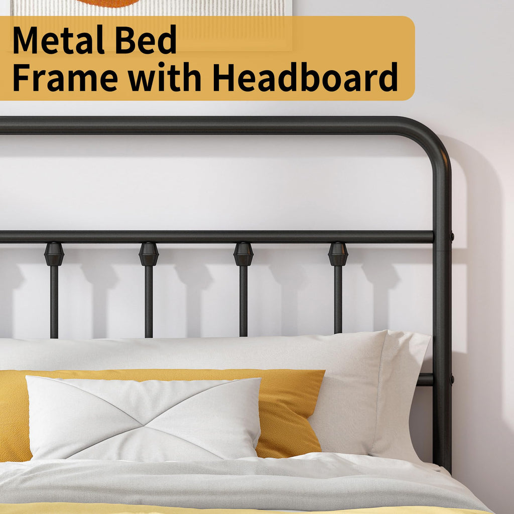 Queen Metal Bed Frame with Victorian Headboard & Footboard T34366