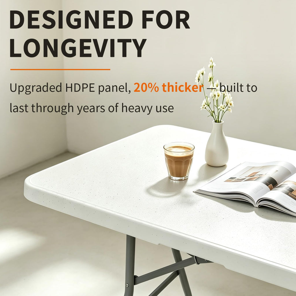 6ft Heavy Duty Portable Plastic Folding Table H300