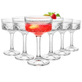6 Pcs 10 oz Ribbed Coupe Cocktail Glasses Set D279903