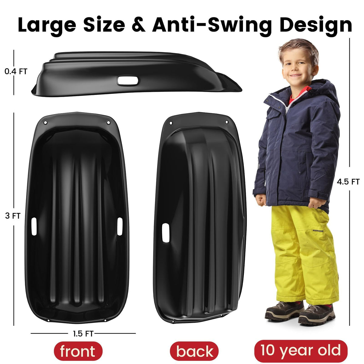 Cold-Resistant Plastic Toboggan Sled with Pull Rope X885876