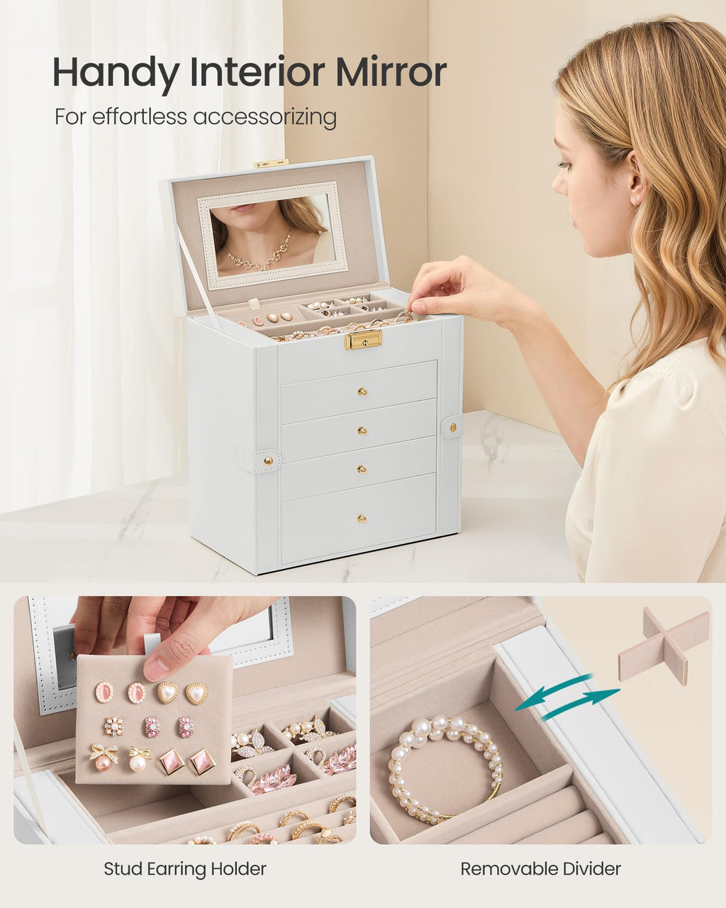 5-Layer Jewelry Box Organizer with 4 Drawers O7837