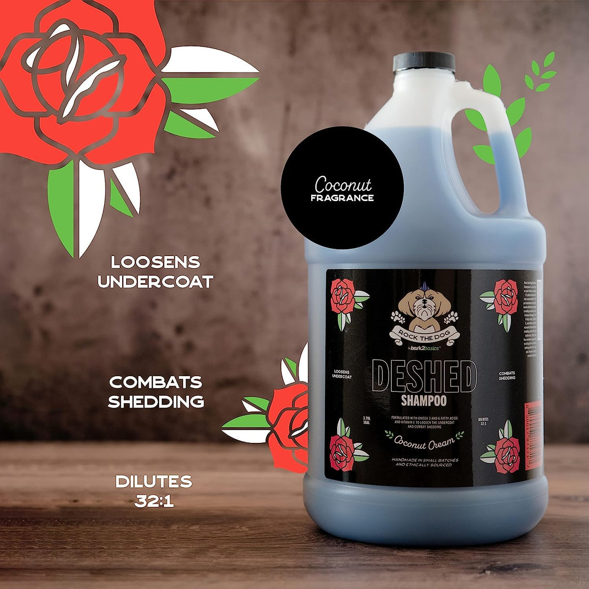 Dog Deshedding Pet Shampoo 1 Gallon W8066