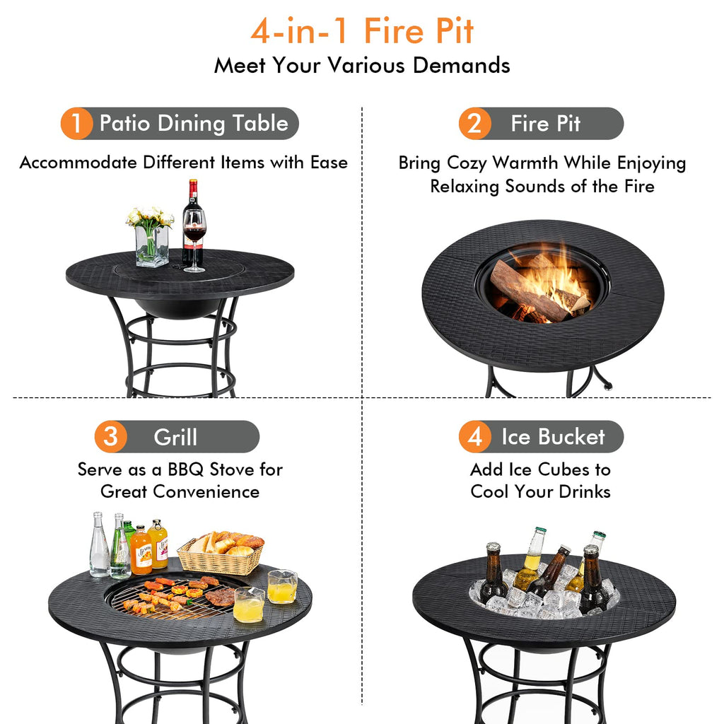 4-in-1 Outdoor Fire Pit Dining Table F58700