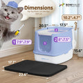 Fully Enclosed Cat Litter Box with Lid, Scoop, Mat, Double Door, Blue R74442