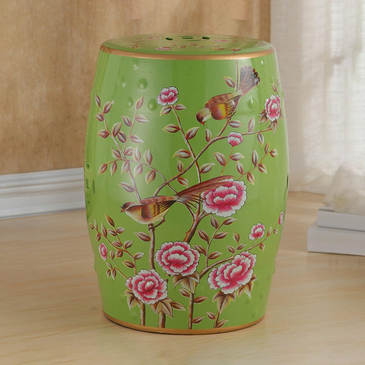 Hand-Painted Ceramic Drum Stool Y64574