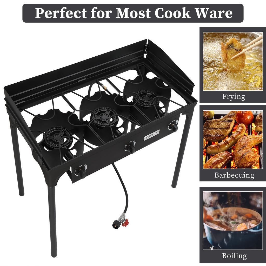 3 Burner Outdoor Propane Gas Stove with Windpanel V2598