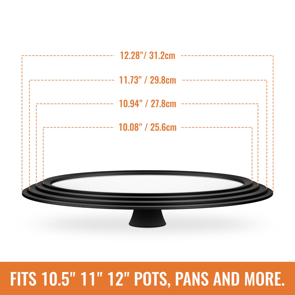 Tempered Glass Pot Lid with Silicone Rim, 10.5", 11" and 12" X832