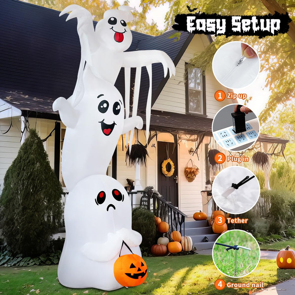 9.8 FT Halloween Inflatable Ghost Outdoor Decoration with Built-in LEDs W52068