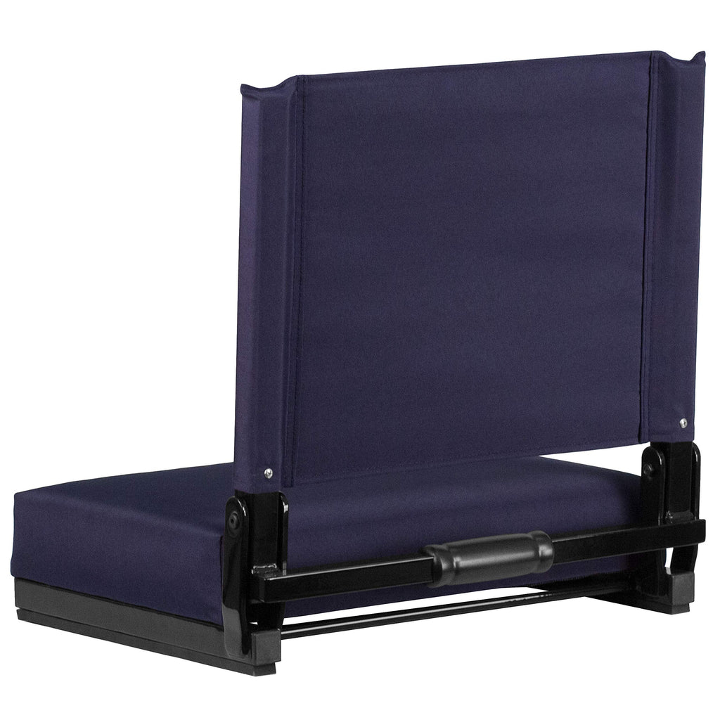 Portable Folding Padded Stadium Chair with Carrying Handle, Navy G43433