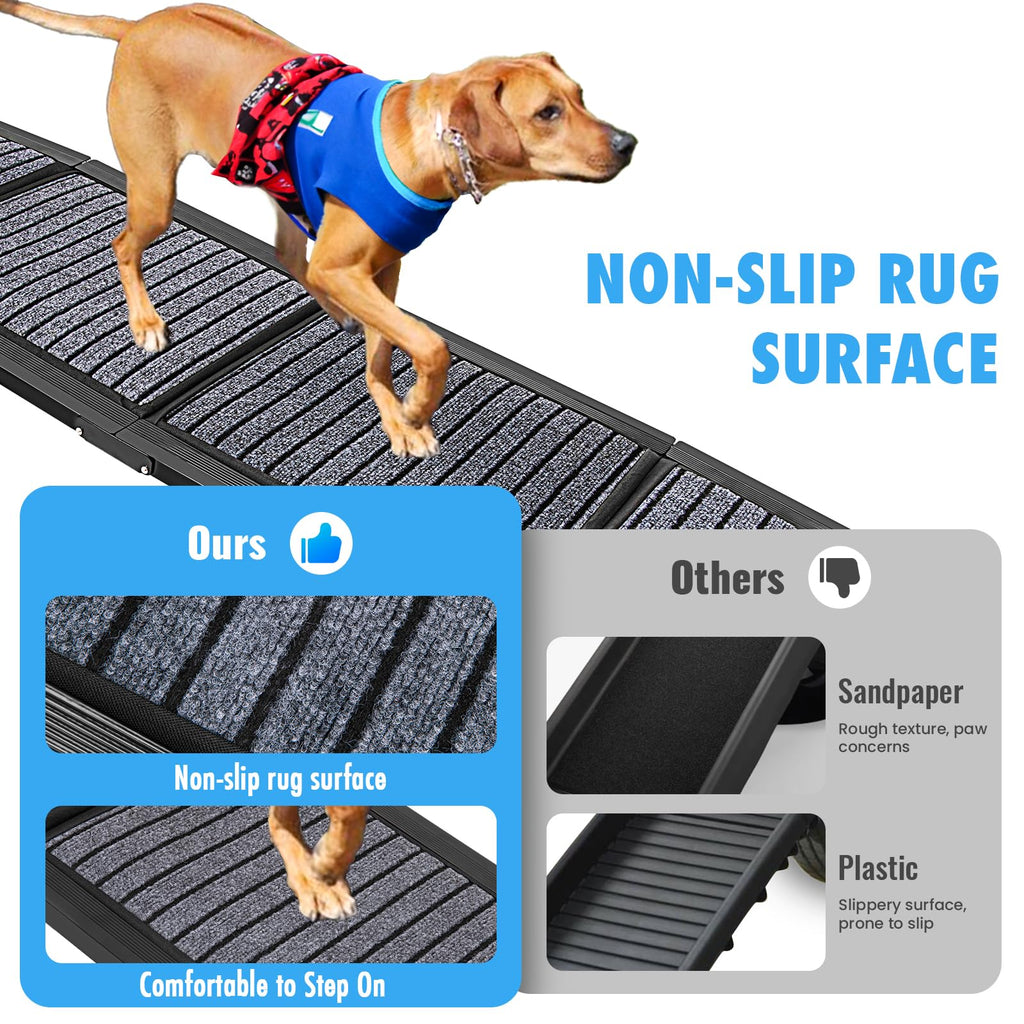 Folding Dog Ramp for Cars, 63"x17" Non-Slip Portable Pet Ramp T6037