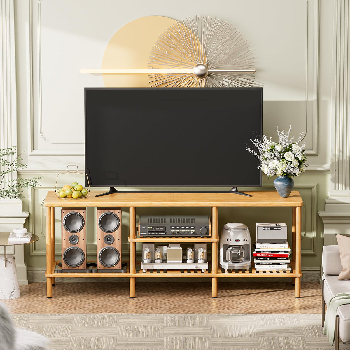 Bamboo 3 Tier TV Stand for 60 65 Inch TV B84810