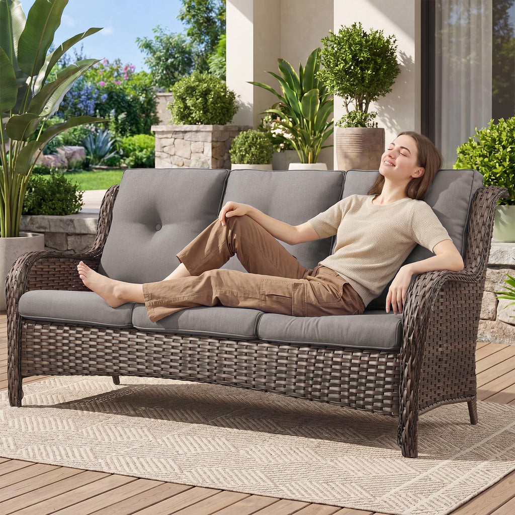 3-Seater PE Wicker Patio Sofa A64675