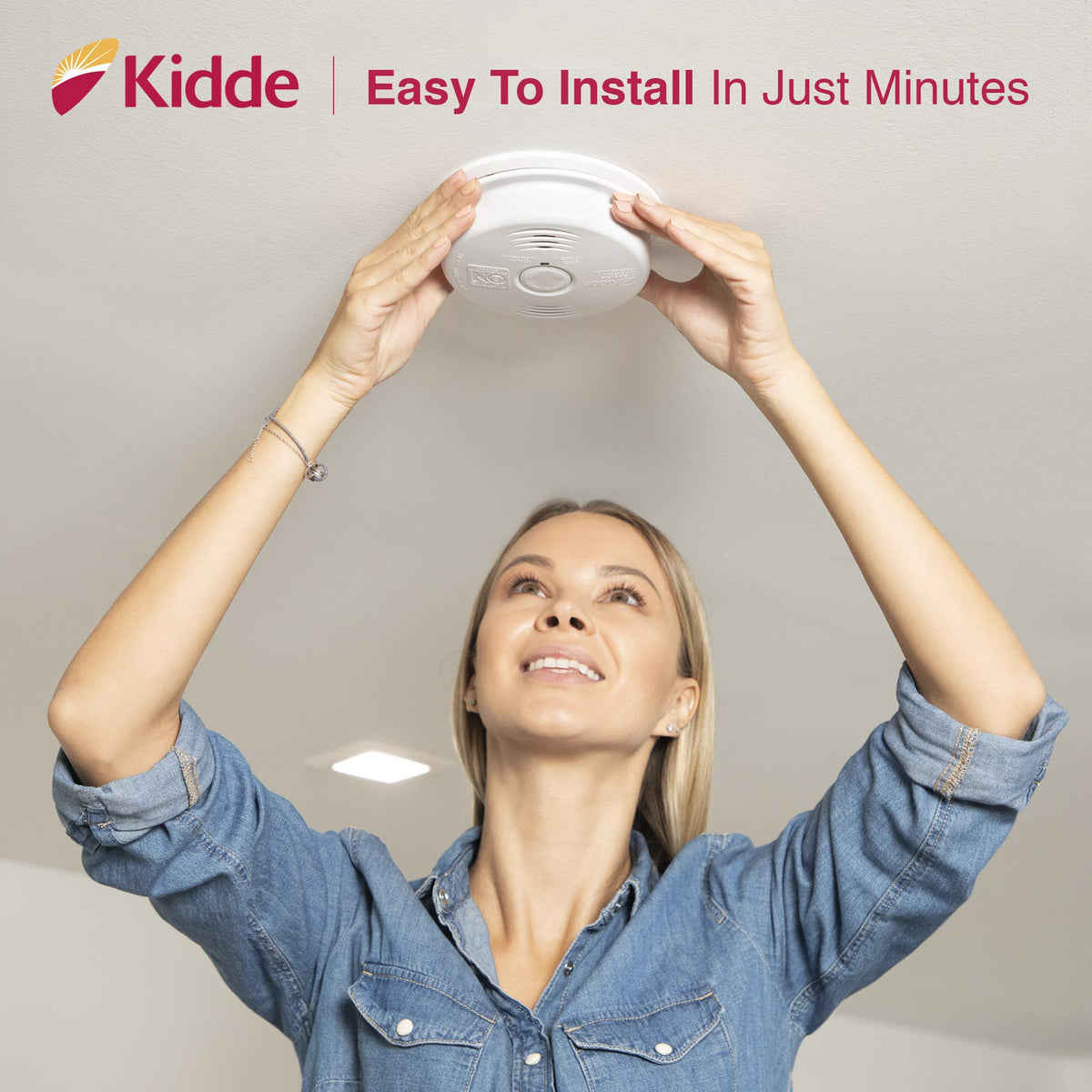 Hardwired Smoke and Carbon Monoxide Detector Alarm with Voice Warning, White T384