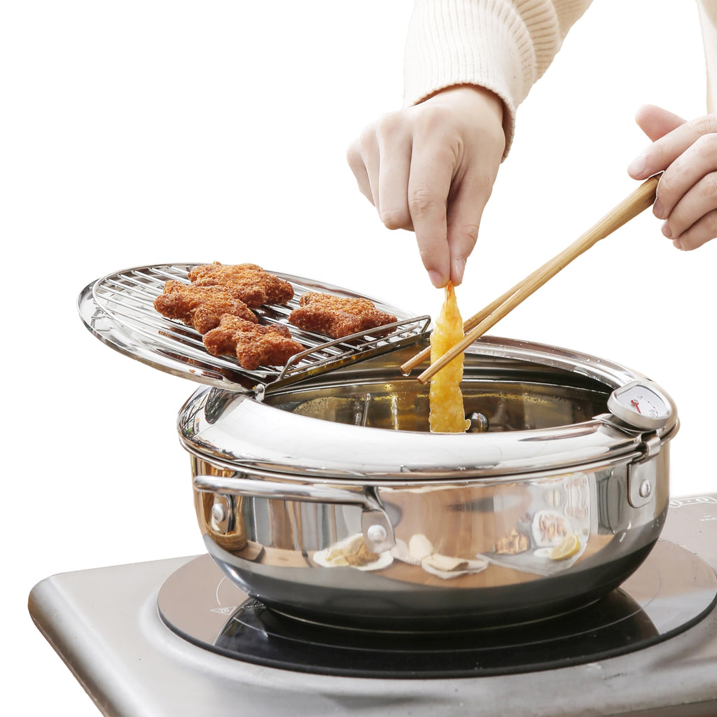 Deep Fryer Pot with Lid, 304 Stainless Steel T253580