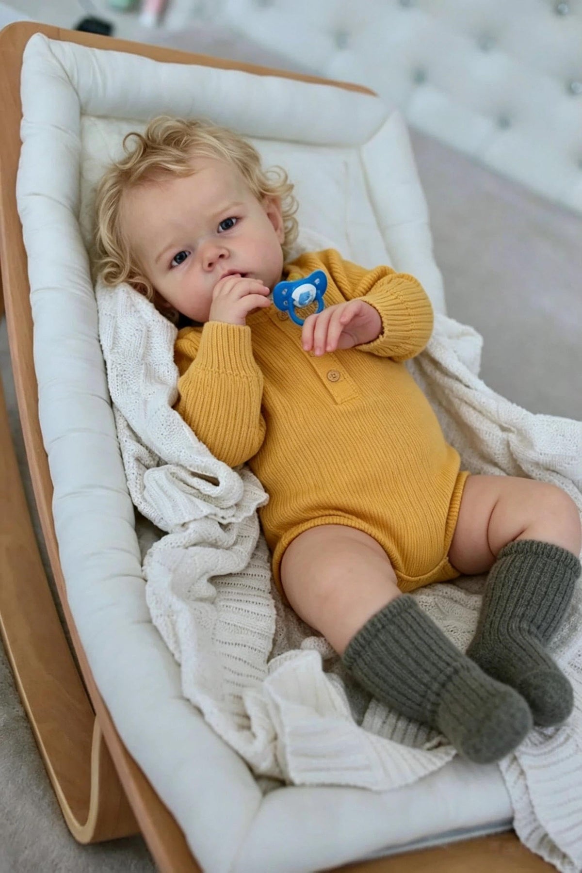 22" Realistic Baby Doll Boy Blonde Hair T760