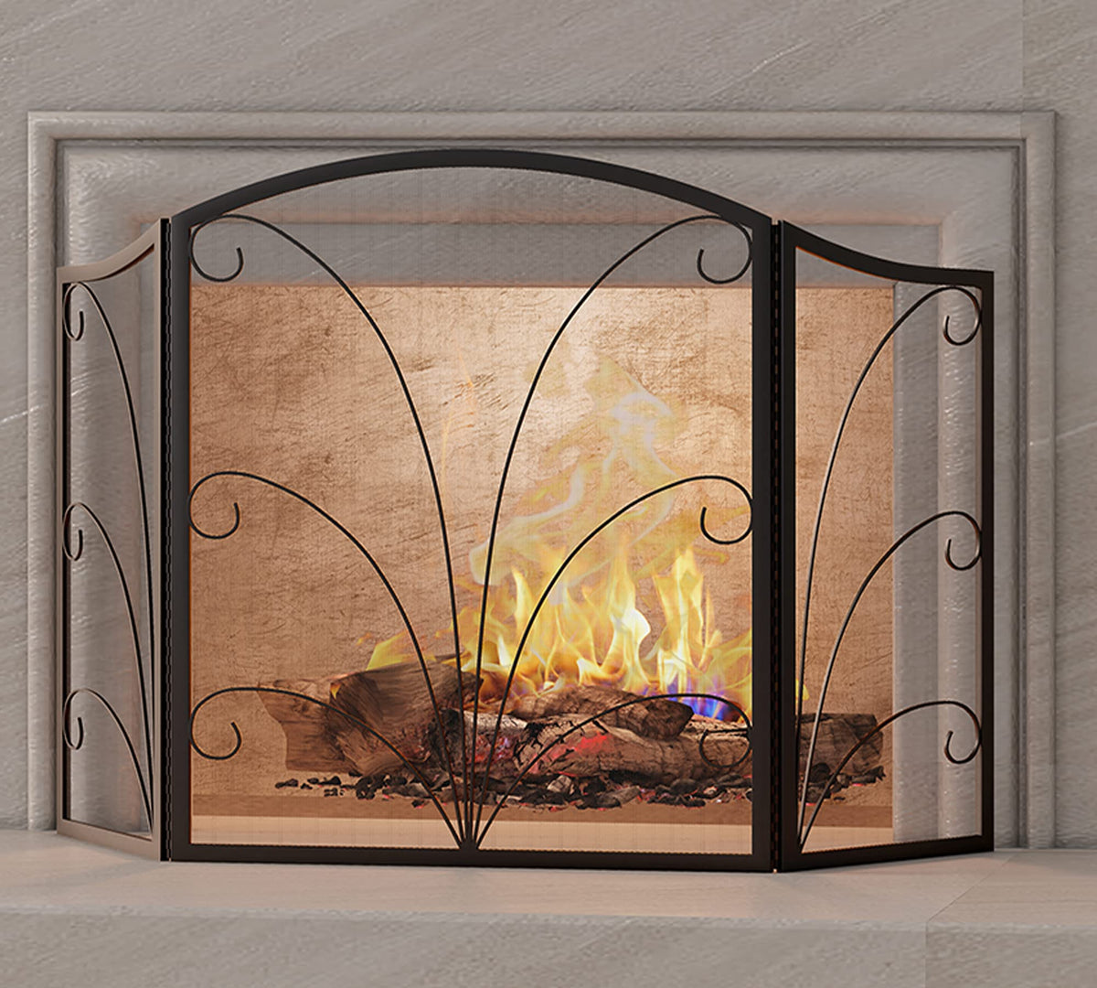Arched Wrought Iron Fireplace Screen C319