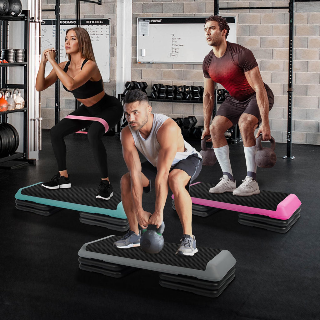 Adjustable Step Aerobic Platform with 4 Stackable Risers J627