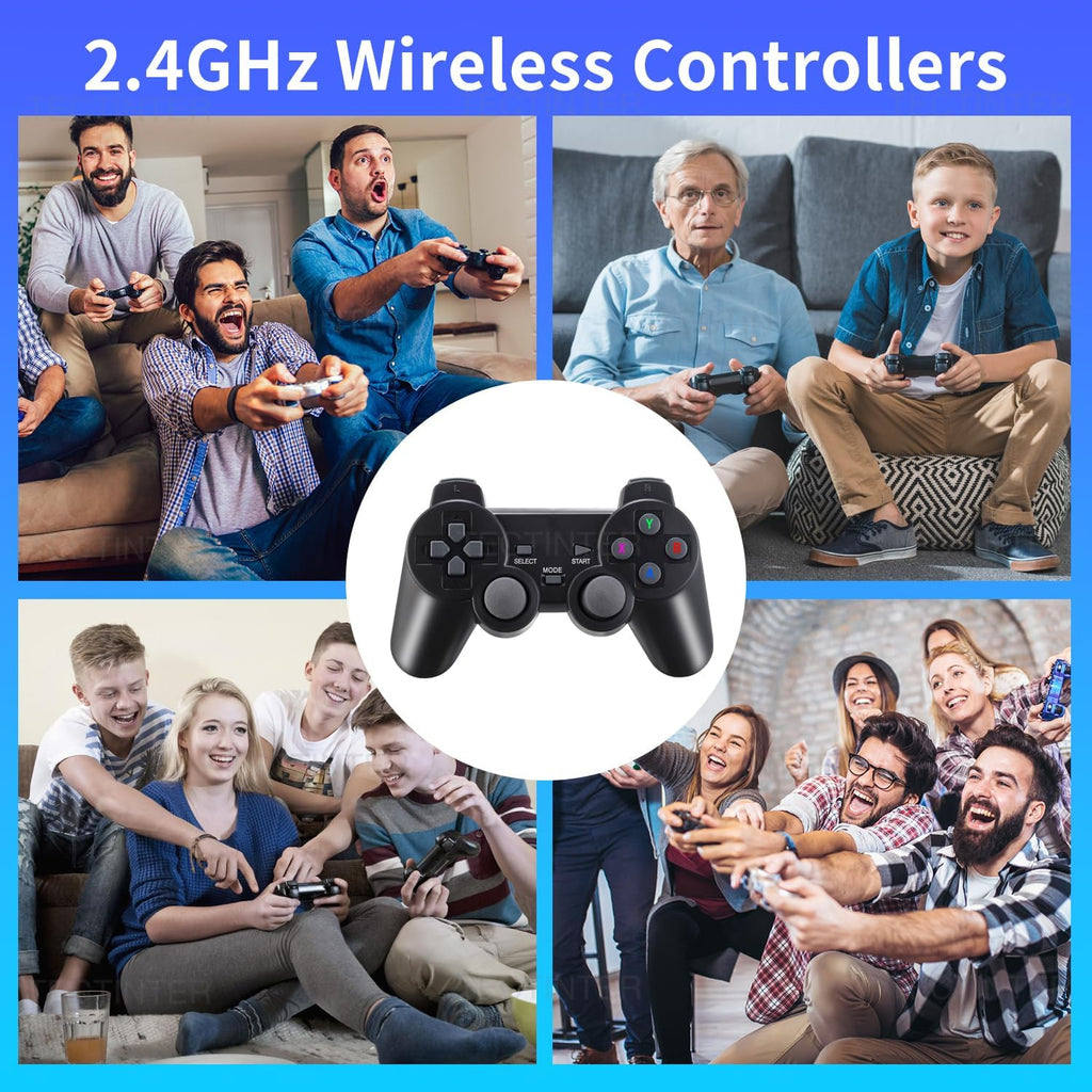Plug and Play Retro Game Console with 4K HDMI Output, 2.4G Wireless Controllers, 64GB Memory Card O25458