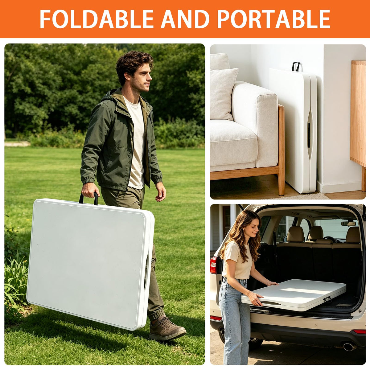 6ft Heavy Duty Portable Plastic Folding Table H300
