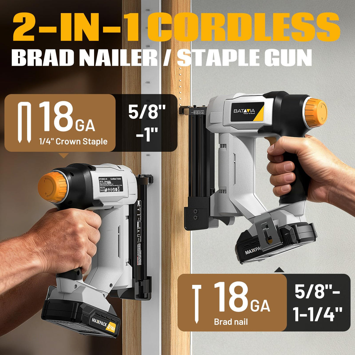 20V Cordless 18GA 2-in-1 Brad Nailer & Stapler Q720008
