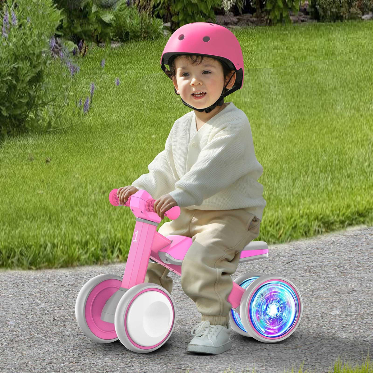Baby Balance Bike with Adjustable Soft Seat, 4 Silent Wheels R23746