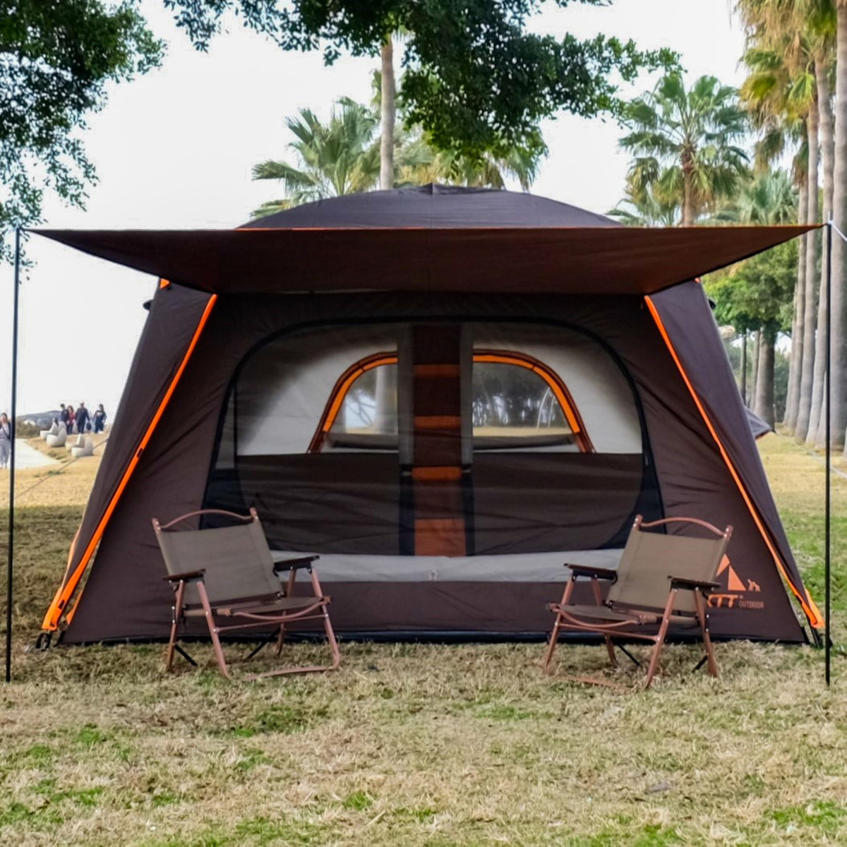 Extra Large 12 Person 2 Room 3 Door Waterproof Double Layer Cabin Tent Z754873