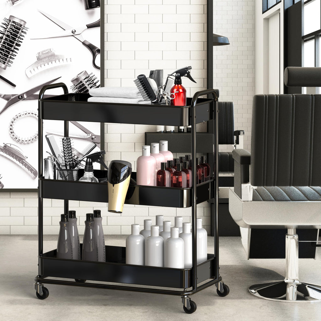 26" 3-Tier Metal Utility Cart, Black Y831