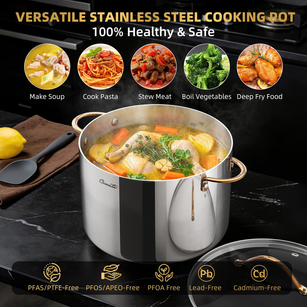 12 Quart Tri-Ply Stainless Steel Stock Pot with Lid U5079