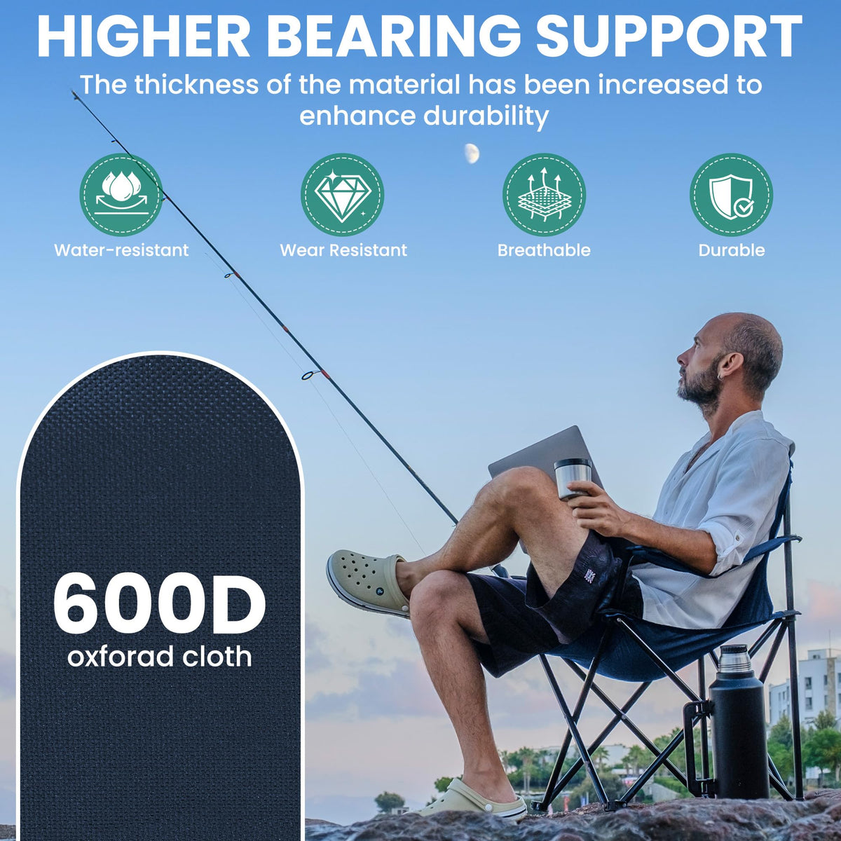 2-Pack Foldable Camping Chairs with Cup Holder, Carry Bag U462