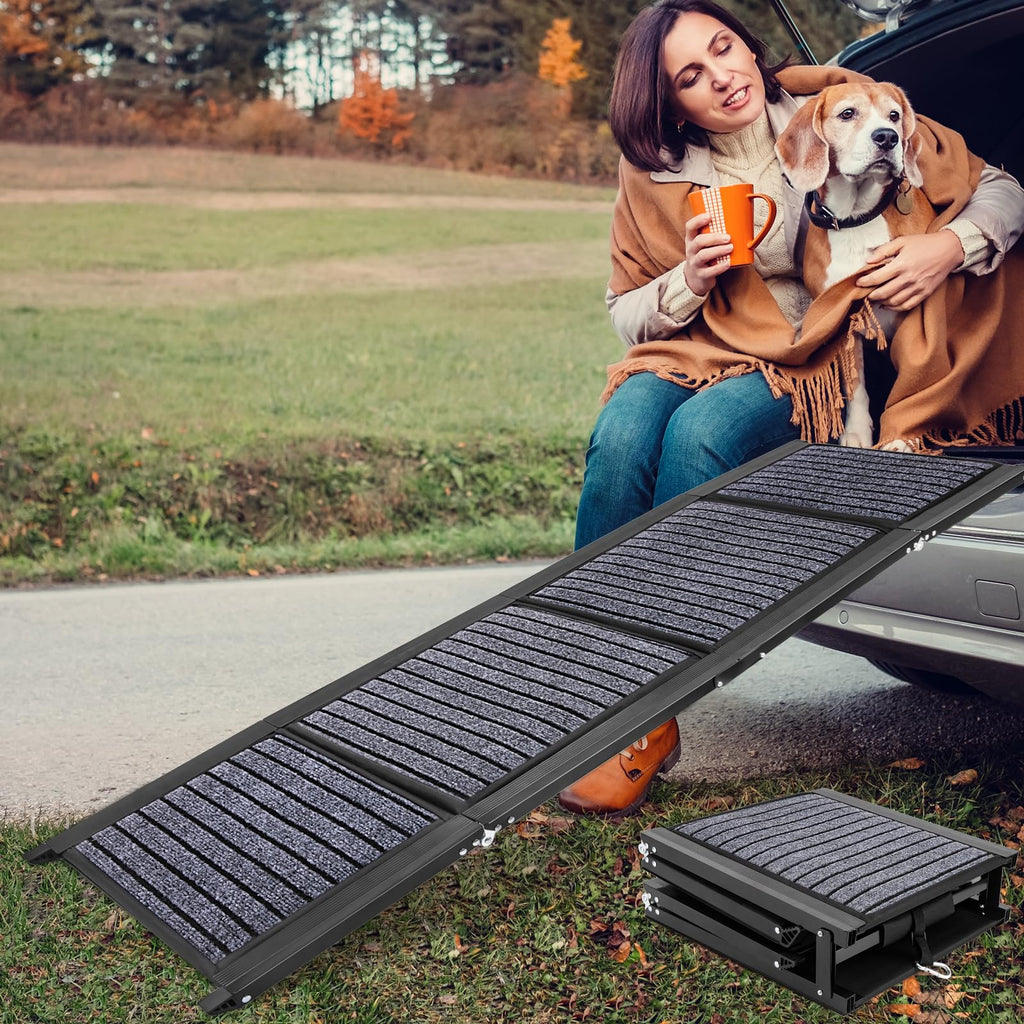 Folding Dog Ramp for Cars, 63"x17" Non-Slip Portable Pet Ramp T6037