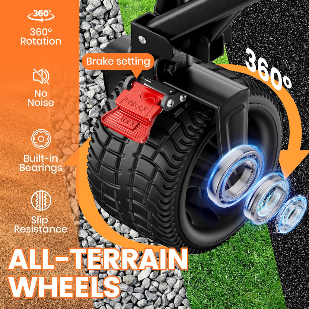 Foldable Collapsible Wagon with All-Terrain Wheels and Cup Holders, Black Y273991