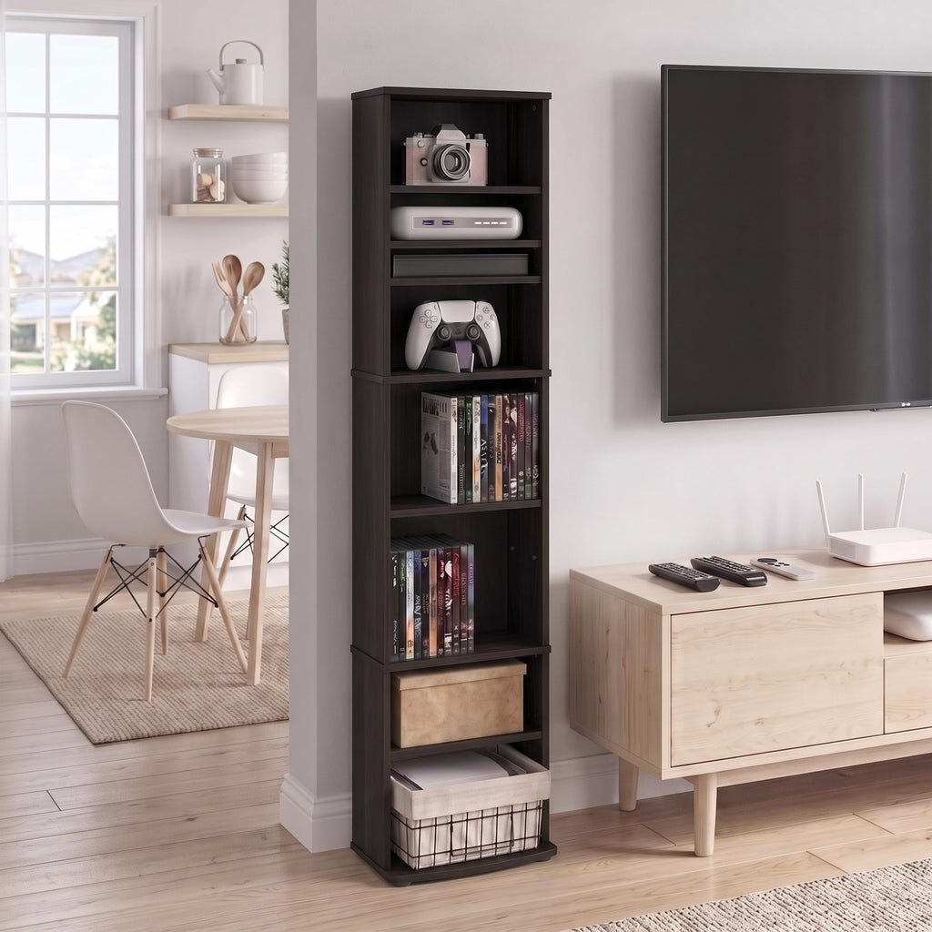8-Tier Espresso Media Shelf with Adjustable Shelves C760