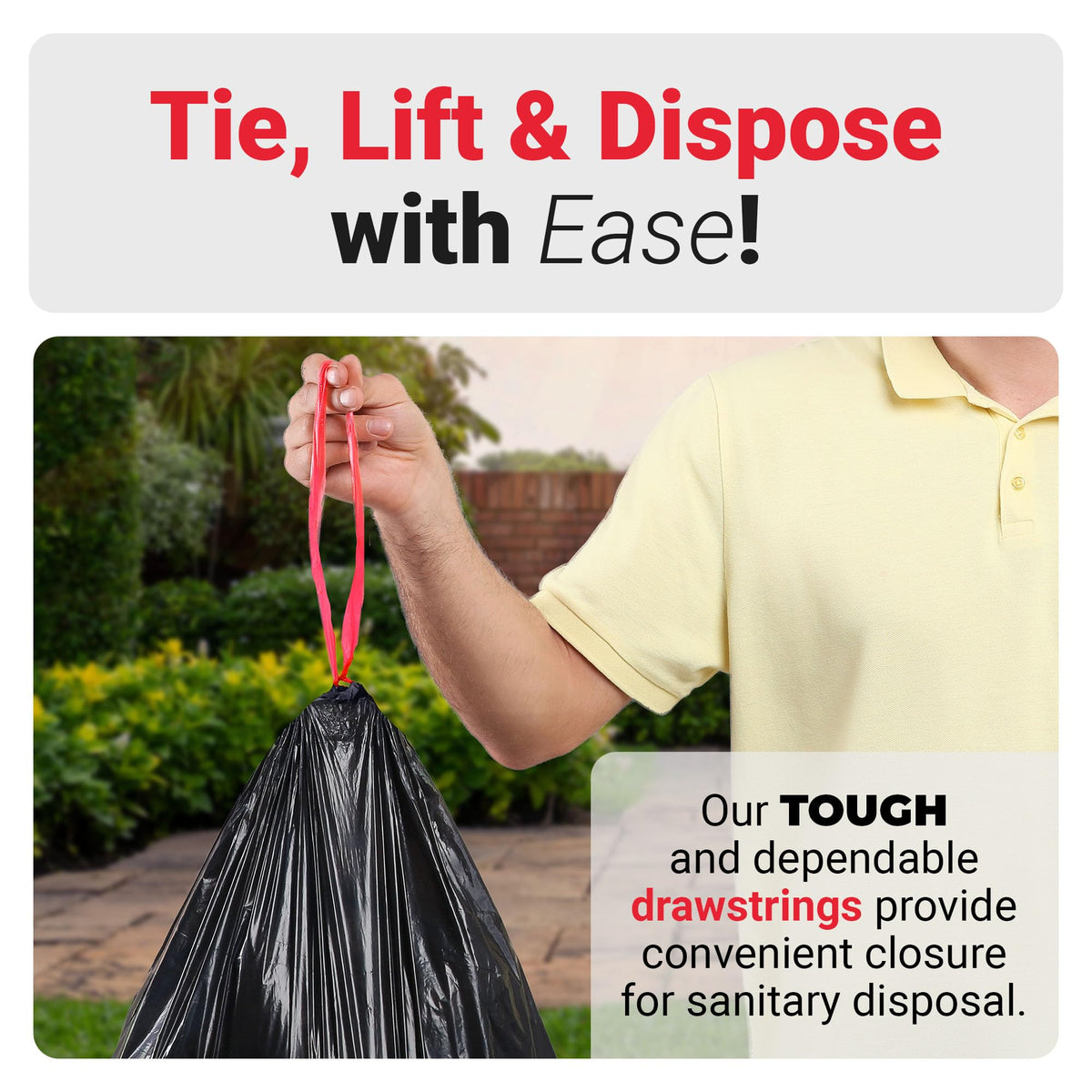 30 Gallon Black Drawstring Trash Bags 150 Count X7414