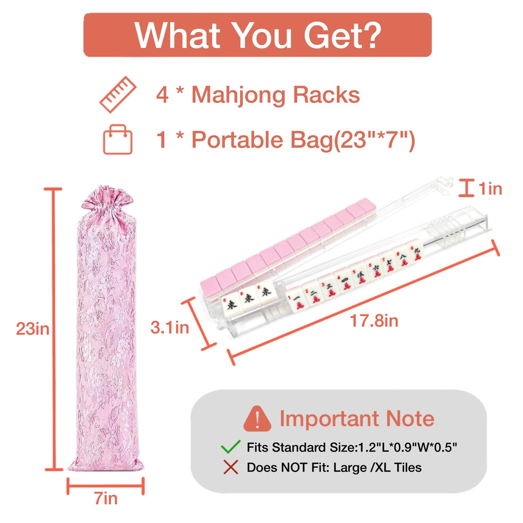 Clear Acrylic Mahjong Racks with Pushers Set of 4 Q143758