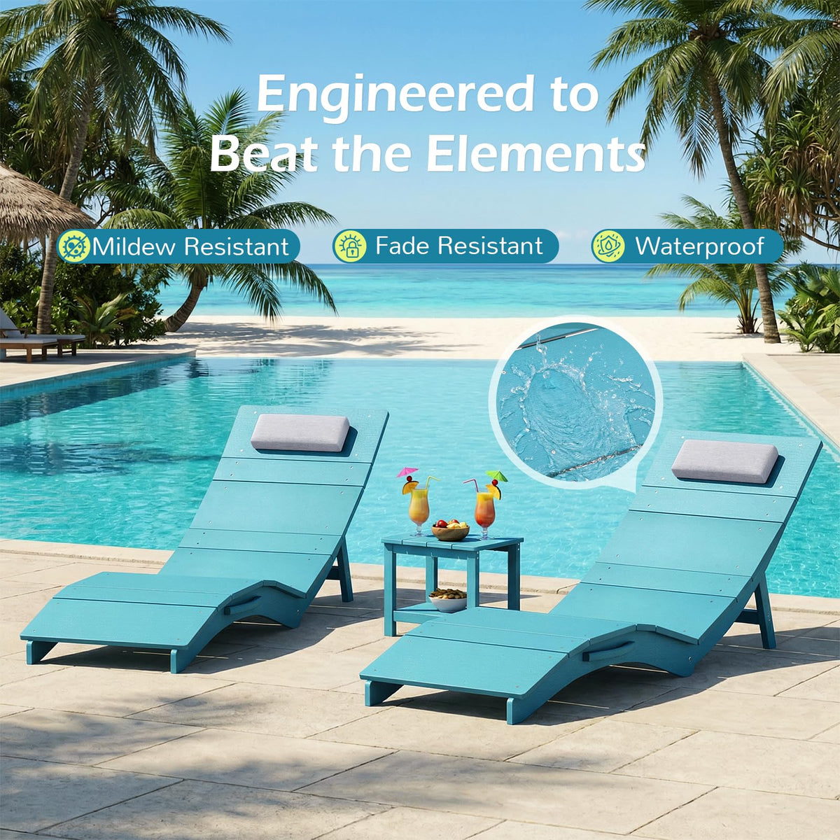 Turquoise Rectangular Outdoor Side Table M1034