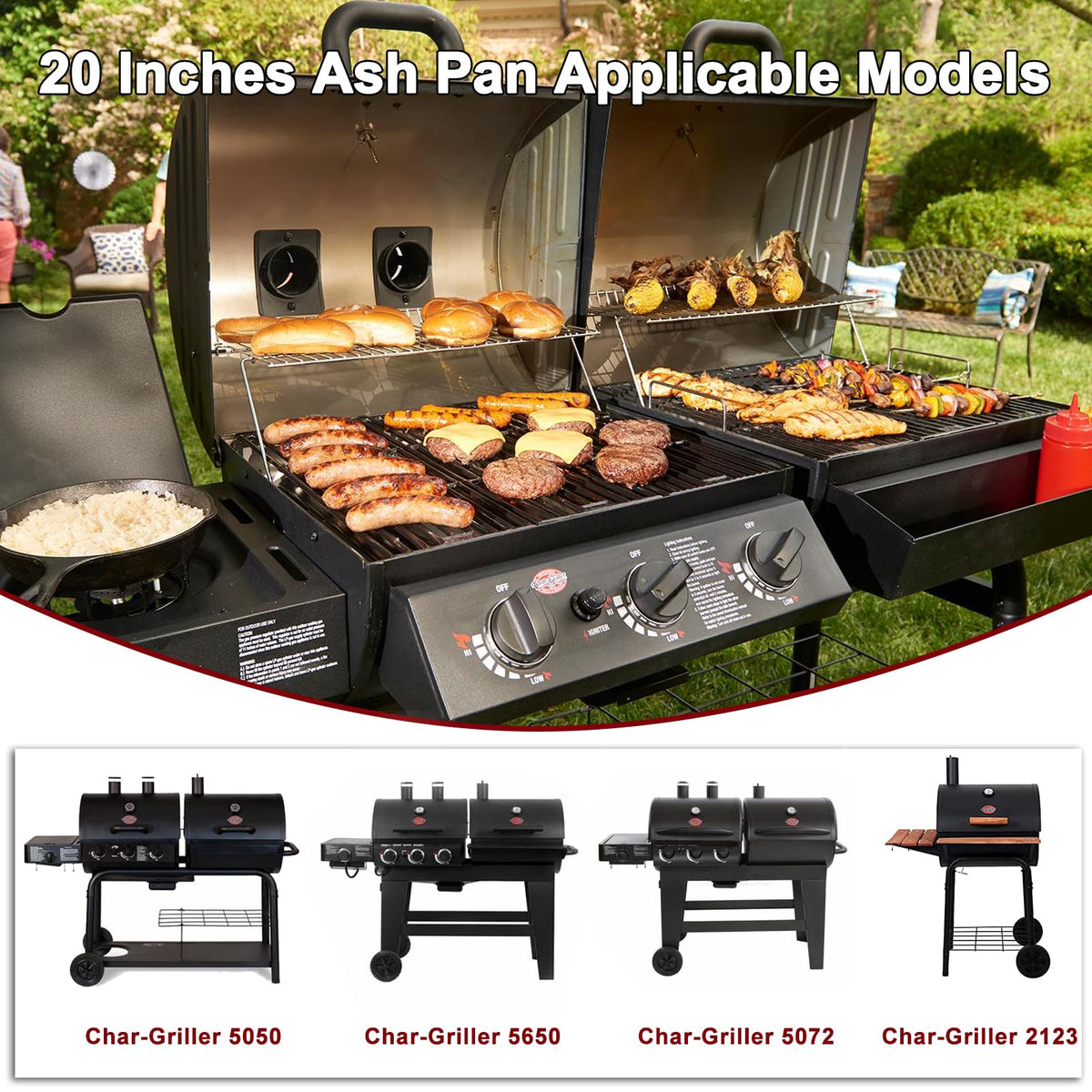 20 Inches Ash Pan Drip Pan and Grill Grates for Charcoal Grills C71165