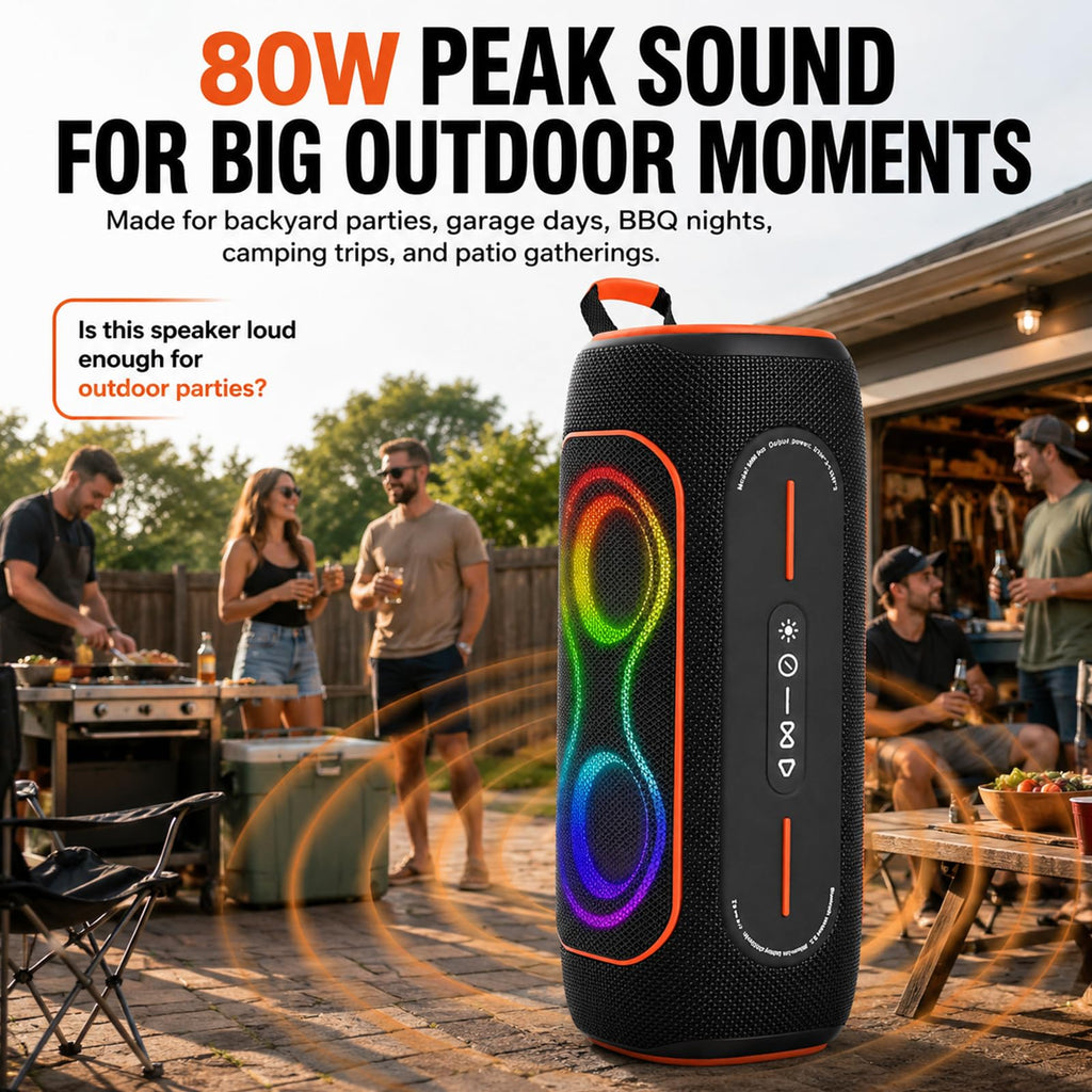 Black 80W Portable Bluetooth Speaker J4734