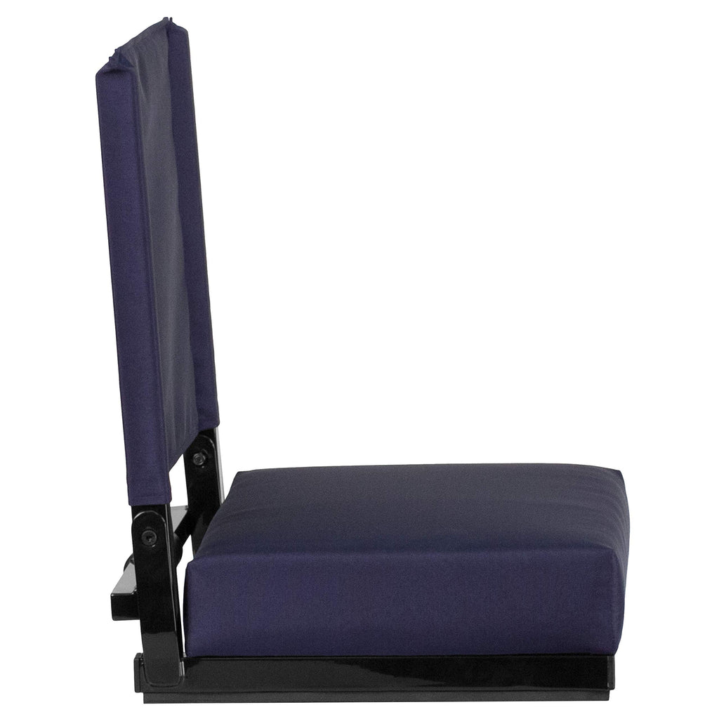 Portable Folding Padded Stadium Chair with Carrying Handle, Navy G43433
