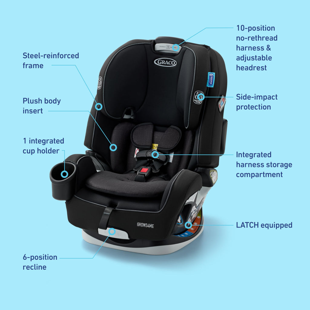 4-in-1 Convertible Car Seat, Rear Facing, Forward Facing, High Back Booster, Backless Booster Seat N115