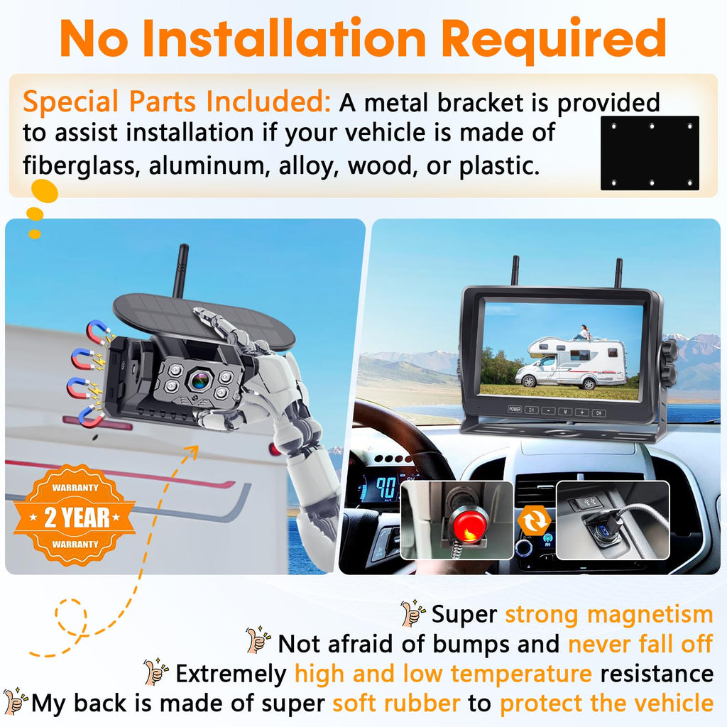 Wireless Backup Camera 7-Inch Magnetic HD 1080P T3242