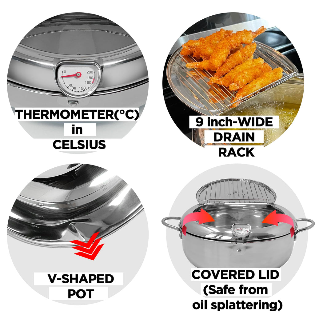 Deep Fryer Pot with Lid, 304 Stainless Steel T253580